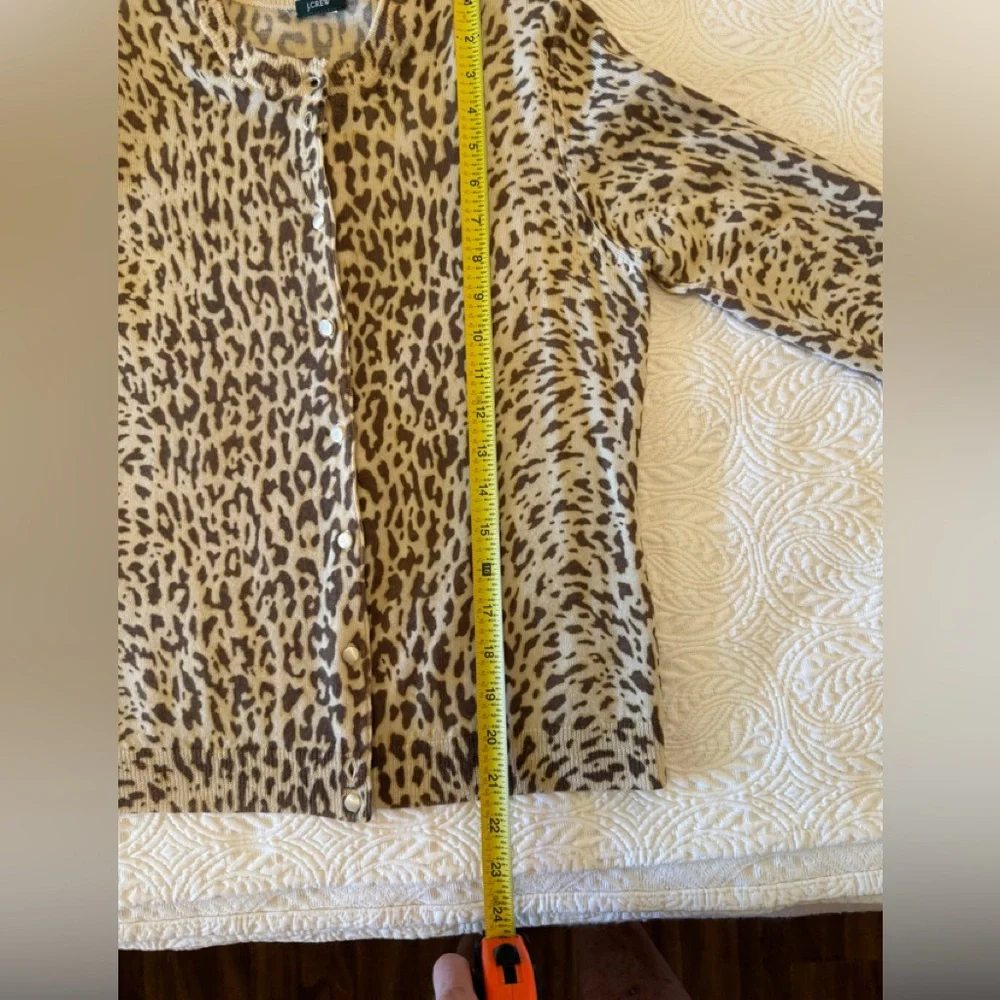 J. Crew Brown and Tan Leopard Print Wool Cardigan - Picture 6 of 9